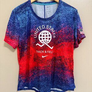 Nike Olympics Team USA Track & Field Dri-FIT Running Shirt Women’s L FJ3432-635